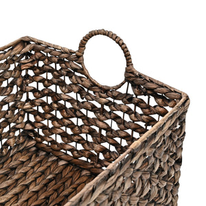 Quinn Bohemian Cottage Woven Hyacinth Rectangular Storage Baskets with Handles (Set of 3)