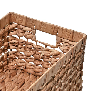 Hayden Bohemian Cottage Handwoven Hyacinth Rectangular Nesting Baskets with Handles (Set of 3)