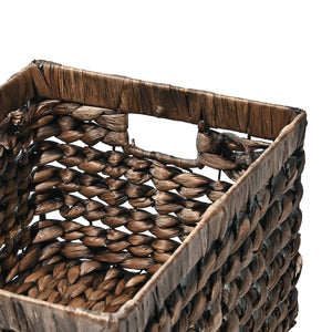 Hayden Bohemian Cottage Handwoven Hyacinth Rectangular Nesting Baskets with Handles (Set of 3)