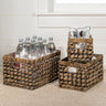 Hayden Bohemian Cottage Handwoven Hyacinth Rectangular Nesting Baskets with Handles (Set of 3)
