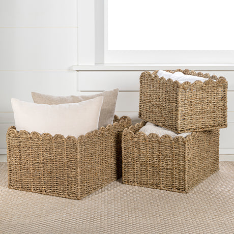 Arden-Coastal-Cottage-Seagrass-Scalloped-Rectangular-Organizing-Storage-Baskets-(Set-of-3)-Decorative-Baskets-&-Storage