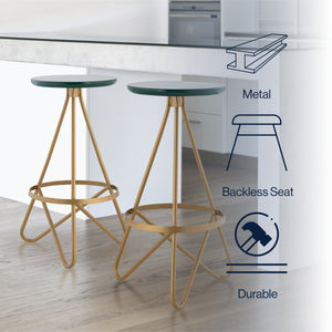Spiroa Modern Industrial Metal Backless Circular Bar Stool
