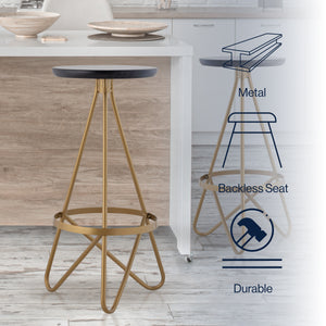 Spiroa Modern Industrial Metal Backless Circular Bar Stool