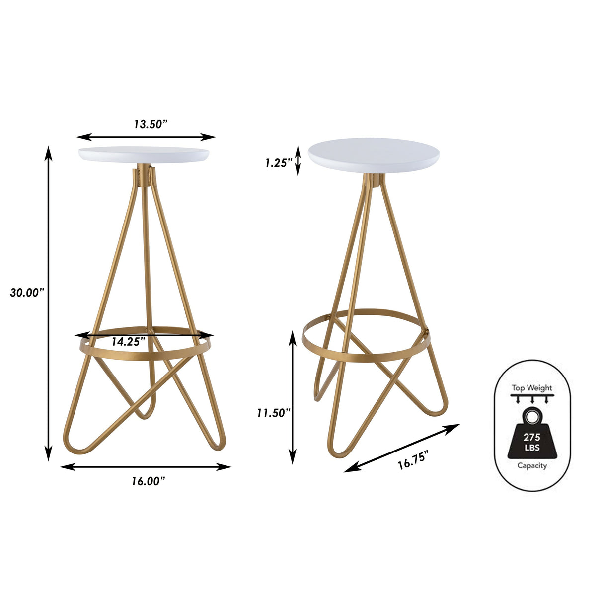 Spiroa Modern Industrial Metal Backless Circular Bar Stool