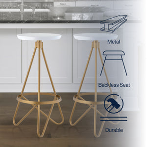 Spiroa Modern Industrial Metal Backless Circular Bar Stool