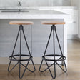 Spiroa-Modern-Industrial-Metal/Wood-Backless-Circular-Bar-Stool-Table-&-Bar-Stools
