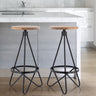Spiroa-Modern-Industrial-Metal/Wood-Backless-Circular-Bar-Stool-Table-&-Bar-Stools