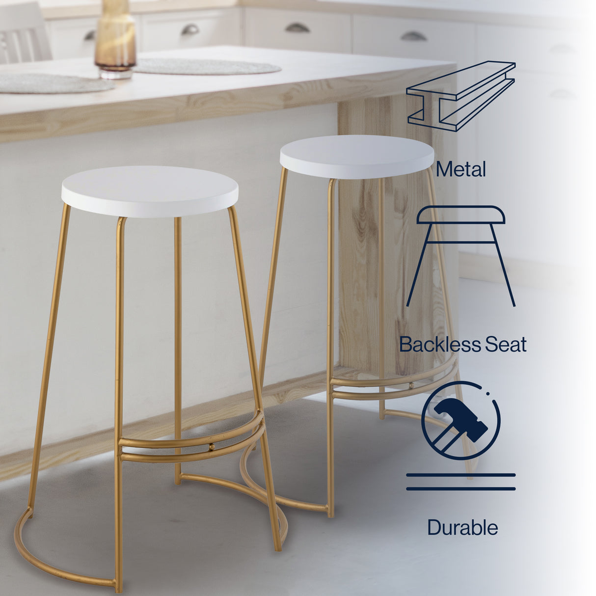 Hula Modern Designer Iron Curved Backless Bar Stool