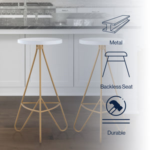 Trinity Modern Industiral Iron Tripod Backless Bar Stool