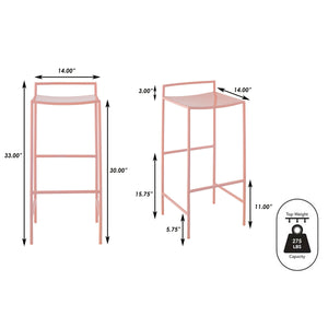 Svelte Coastal Contemporary Iron Saddle-Seat Low-Back Bar Stool with Foot Rest