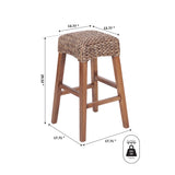 Maui Rustic Bohemian Hyacinth/Wood Backless Bar Stool