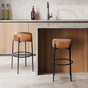 Paola-Modern-Minimalist-Round-Backless-Metal/Vegan-Leather-Cushioned-Bar-Stool-Table-&-Bar-Stools
