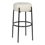 Paola Modern Minimalist Round Backless Metal/Bouclé Cushioned Bar Stool