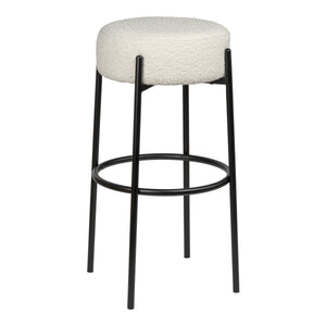 Paola Modern Minimalist Round Backless Metal/Bouclé Cushioned Bar Stool
