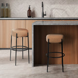 Paola-Modern-Minimalist-Round-Backless-Metal/Bouclé-Cushioned-Bar-Stool-Table-&-Bar-Stools