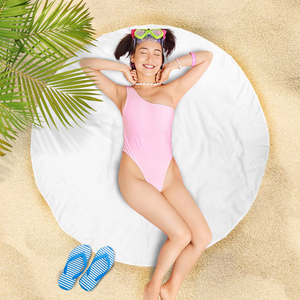 Round Beach Towel: 100% Cotton, White, 60" Diameter