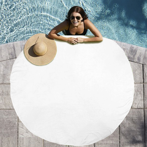 Round Beach Towel: 100% Cotton, White, 60" Diameter