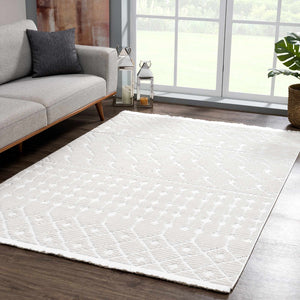 Ivory Beil 3D Fringe Area Rug - Clearance