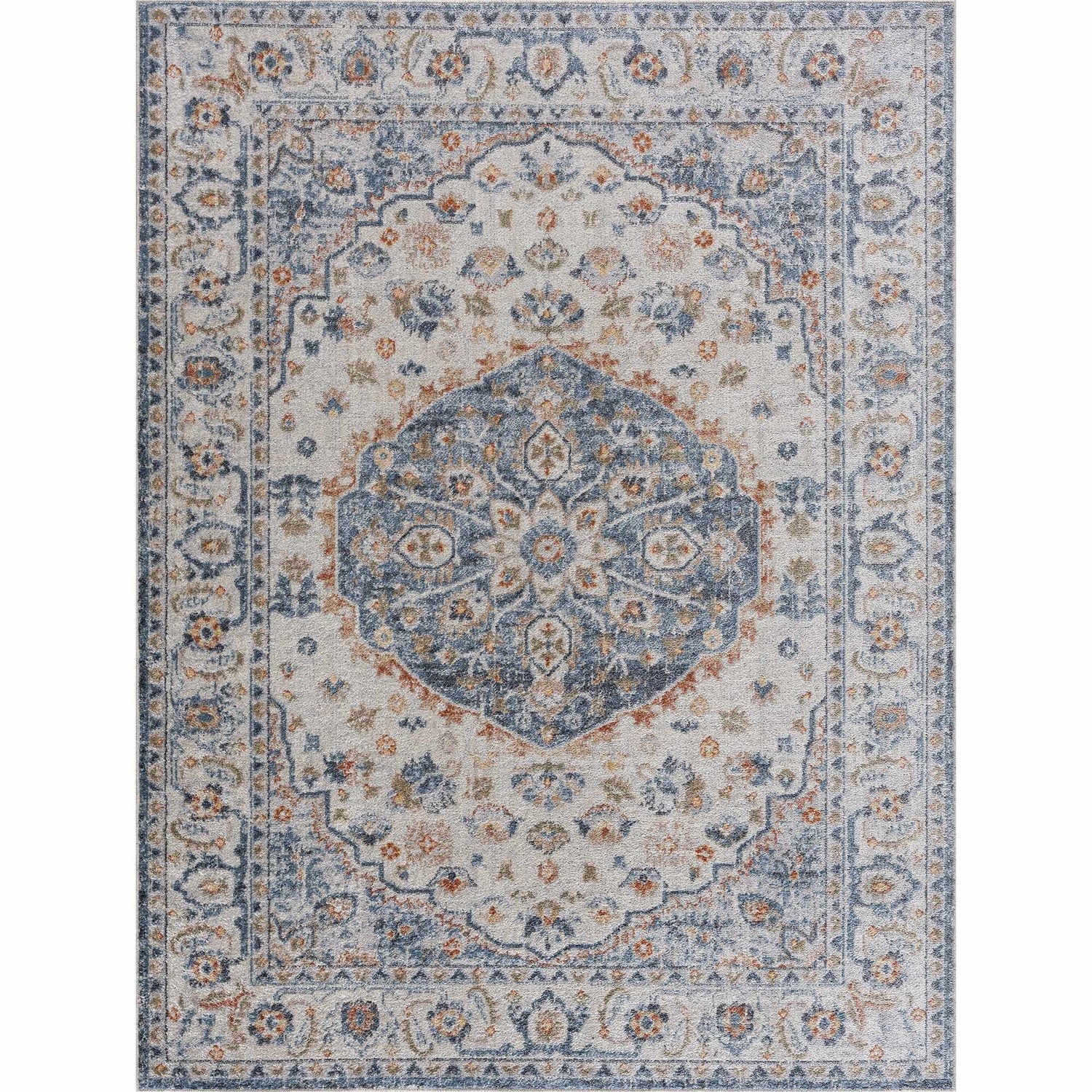 Hiti Cream&Blue Washable Rug - Clearance