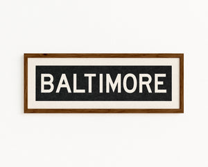 Framed Baltimore Maryland Bus Scroll
