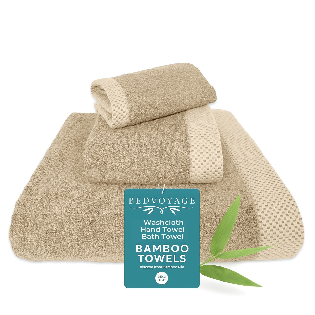 Bamboo Cotton Towel Set - Viscose from Bamboo + Cotton - 3pc - Champagne by BedVoyage