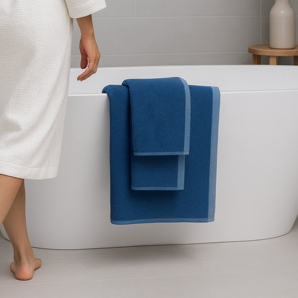 Bamboo Cotton Towel Set - Viscose from Bamboo + Cotton - 3pc - Indigo by BedVoyage