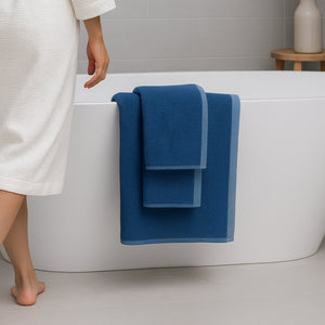 Bamboo Cotton Towel Set - Viscose from Bamboo + Cotton - 3pc - Indigo by BedVoyage