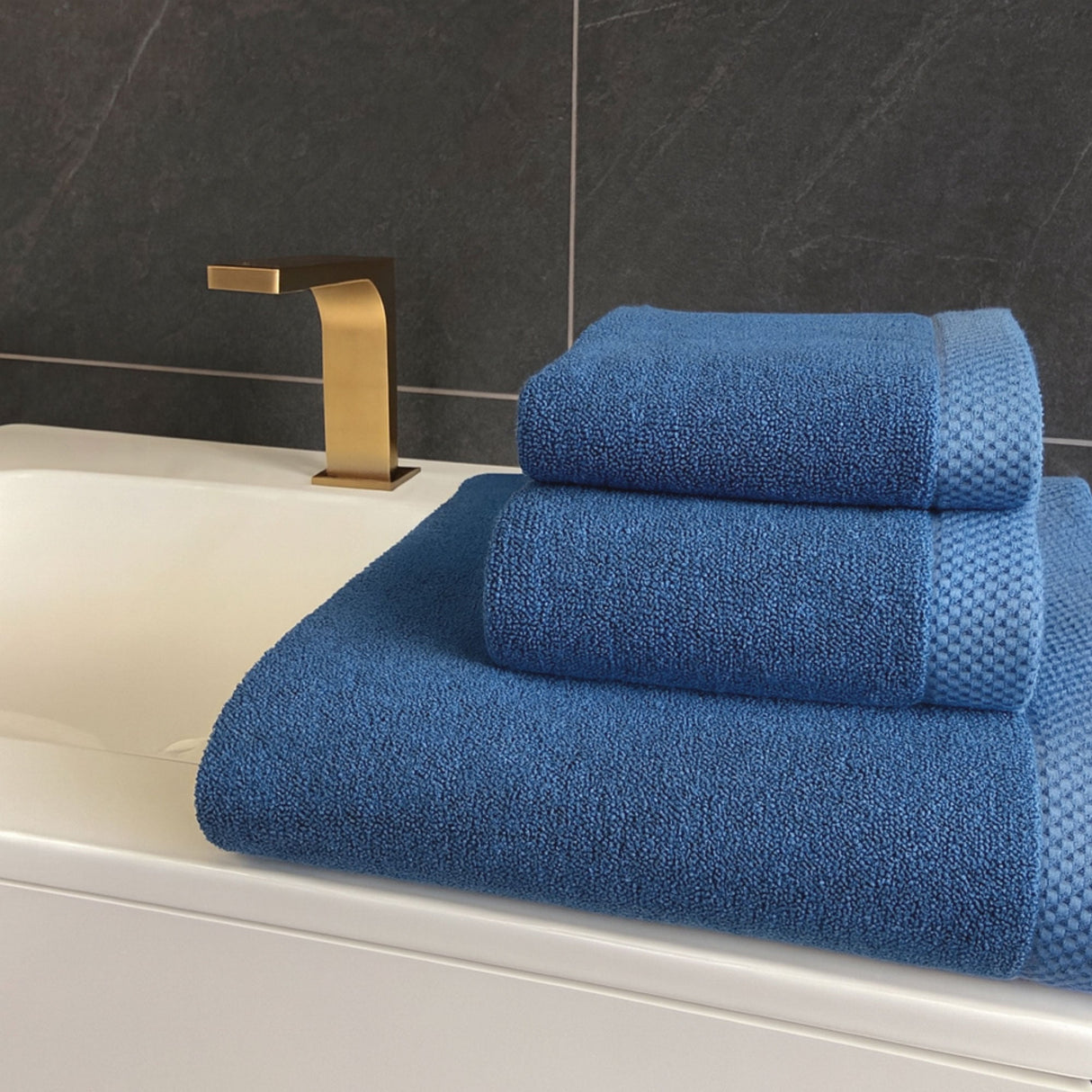 Bamboo Cotton Towel Set - Viscose from Bamboo + Cotton - 3pc - Indigo by BedVoyage