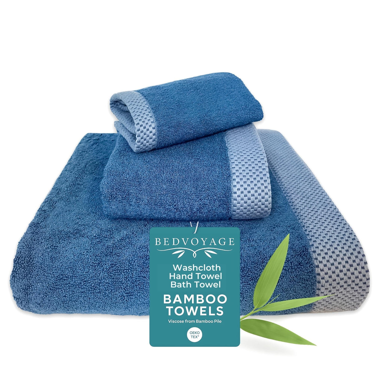 Bamboo Cotton Towel Set - Viscose from Bamboo + Cotton - 3pc - Indigo by BedVoyage