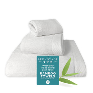 Bamboo Cotton Towel Set - Viscose from Bamboo + Cotton - 3pc - White
