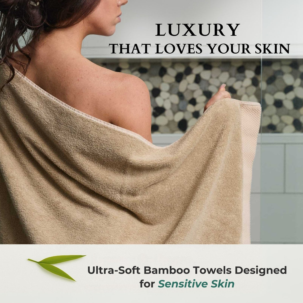 Bamboo Cotton Towel Set - Viscose from Bamboo + Cotton - 8pc - Champagne