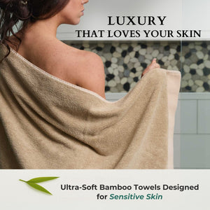 Bamboo Cotton Towel Set - Viscose from Bamboo + Cotton - 8pc - Champagne