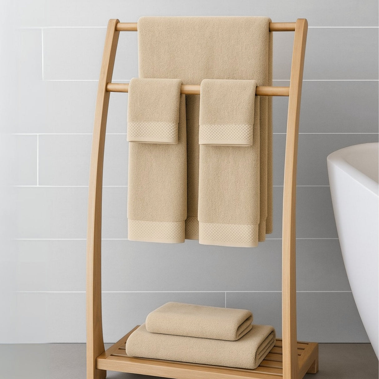 Bamboo Cotton Towel Set - Viscose from Bamboo + Cotton - 8pc - Champagne