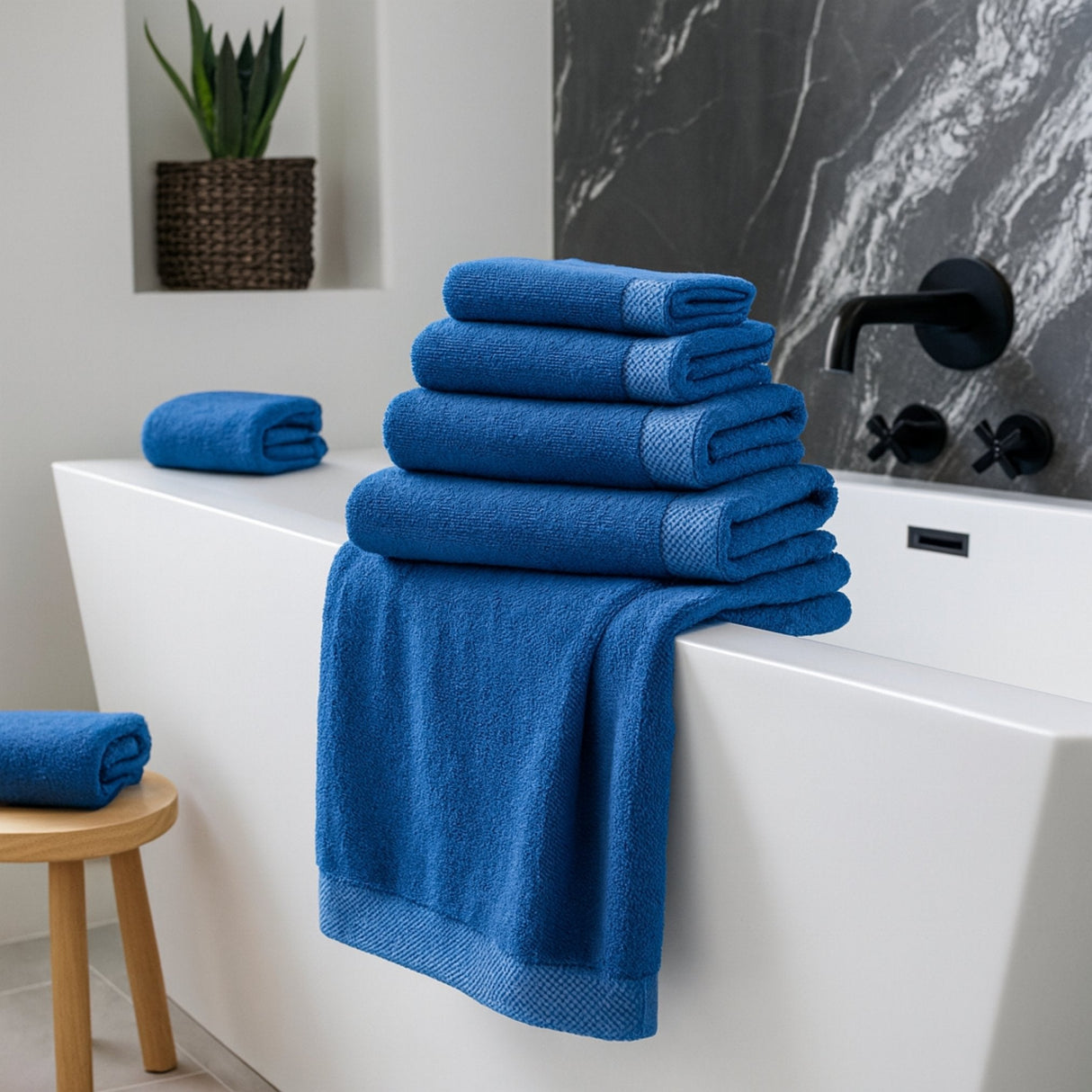 Bamboo Cotton Towel Set - Viscose from Bamboo + Cotton - 8pc - Indigo