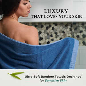 Bamboo Cotton Towel Set - Viscose from Bamboo + Cotton - 8pc - Indigo
