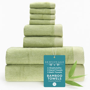 Bamboo Cotton Towel Set - Viscose from Bamboo + Cotton - 8pc - Sage