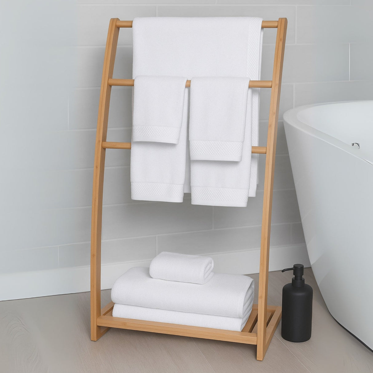 Bamboo Cotton Towel Set - Viscose from Bamboo + Cotton - 8pc - White by BedVoyage