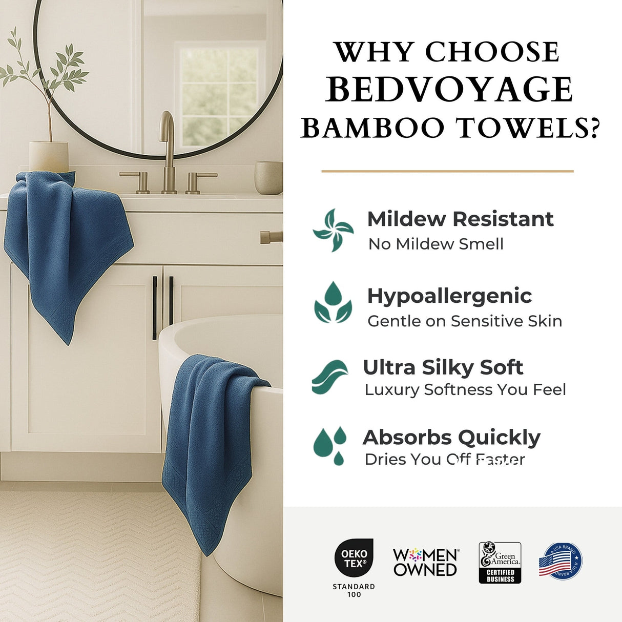 Bamboo Cotton Bath Towel - Viscose from Bamboo + Cotton - Indigo
