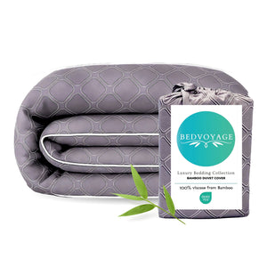 Bamboo Duvet Cover - 100% Viscose from Bamboo - King/CK - Platinum Geo by BedVoyage