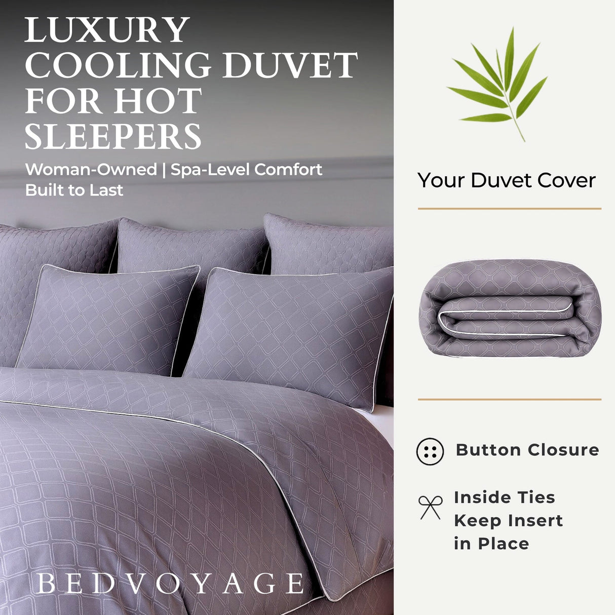 Bamboo Duvet Cover - 100% Viscose from Bamboo - King/CK - Platinum Geo by BedVoyage