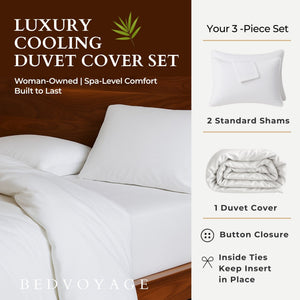 Bamboo Duvet Cover Set - 100% Viscose from Bamboo - 3pc - White by BedVoyage