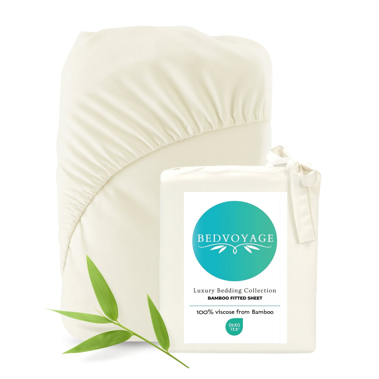 Bamboo Fitted Sheet - 100% Viscose from Bamboo - Ivory by BedVoyage