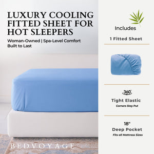 Bamboo Fitted Sheet - 100% Viscose from Bamboo - Ocean by BedVoyage