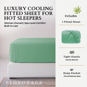 Bamboo Fitted Sheet - 100% Viscose from Bamboo - Seaglass by BedVoyage