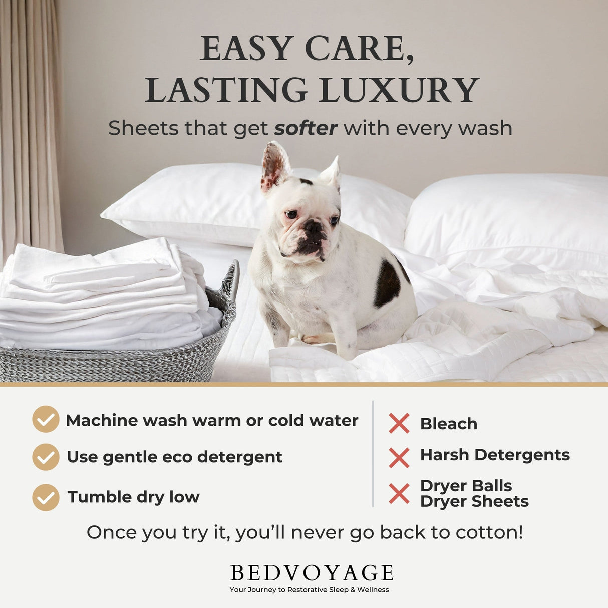 Bamboo Pillowcases - 100% Viscose from Bamboo - Standard - Ivory