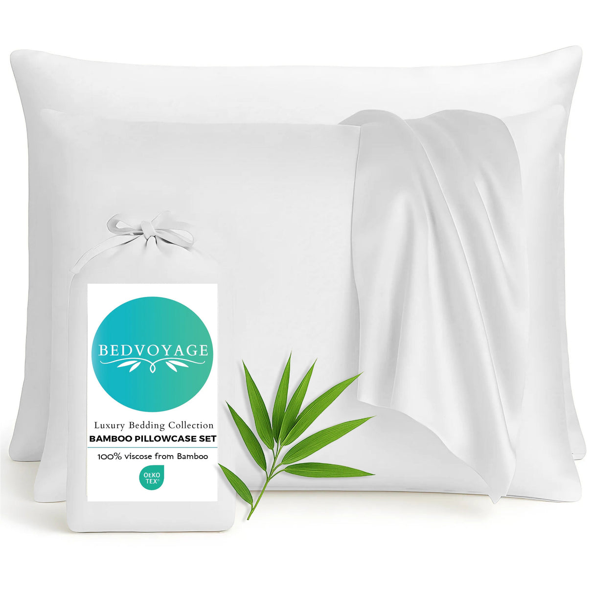 Bamboo Pillowcases - 100% Viscose from Bamboo - White by BedVoyage