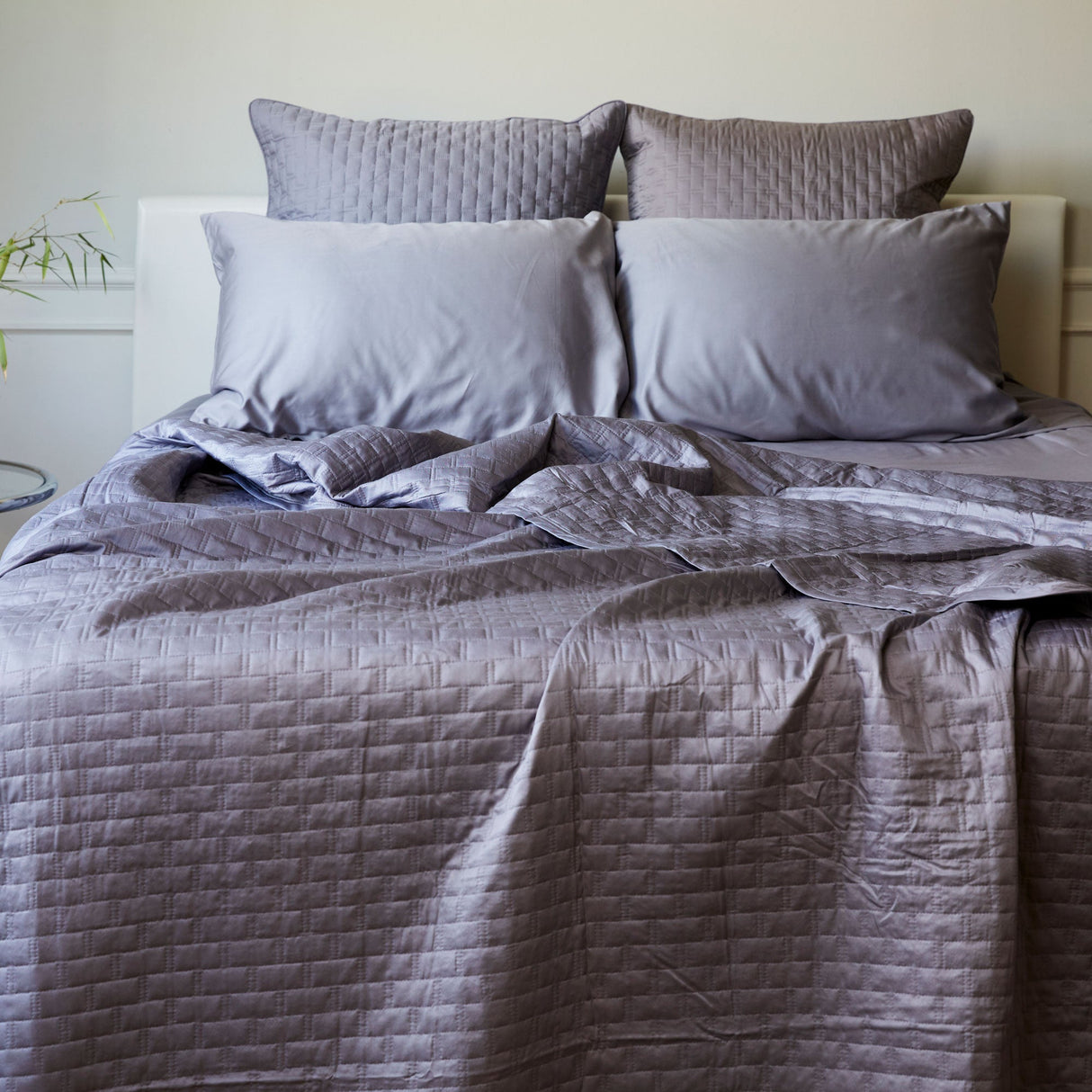 Bamboo Quilted Coverlet - 100% Viscose from Bamboo - Platinum by BedVoyage
