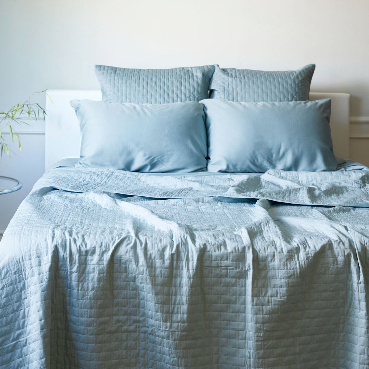 Bamboo Quilted Coverlet - 100% Viscose from Bamboo - Sky