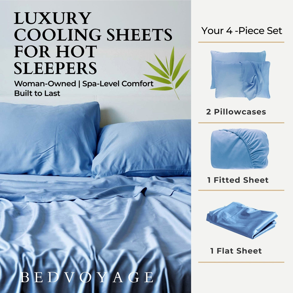 Bamboo Sheet Set - 100% Viscose from Bamboo - Ocean by BedVoyage