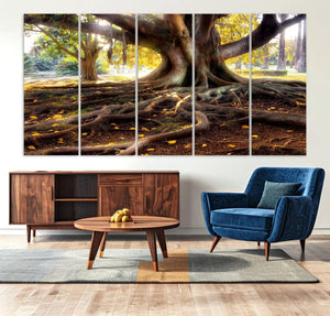 Banyan Tree Canvas Wall Art Print - Majestic Roots and
